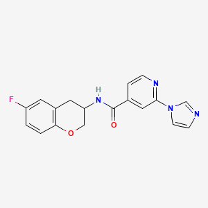 molecular formula C18H15FN4O2 B7230308 N-(6-fluoro-3,4-dihydro-2H-chromen-3-yl)-2-imidazol-1-ylpyridine-4-carboxamide 