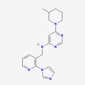 molecular formula C19H23N7 B7230454 N-[(2-imidazol-1-ylpyridin-3-yl)methyl]-6-(3-methylpiperidin-1-yl)pyrimidin-4-amine 
