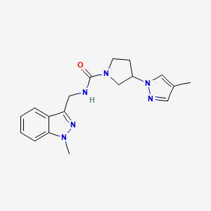 molecular formula C18H22N6O B7230671 N-[(1-methylindazol-3-yl)methyl]-3-(4-methylpyrazol-1-yl)pyrrolidine-1-carboxamide 