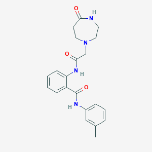 molecular formula C21H24N4O3 B7230696 N-(3-methylphenyl)-2-[[2-(5-oxo-1,4-diazepan-1-yl)acetyl]amino]benzamide 