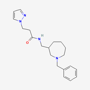 molecular formula C20H28N4O B7230787 N-[(1-benzylazepan-3-yl)methyl]-3-pyrazol-1-ylpropanamide 