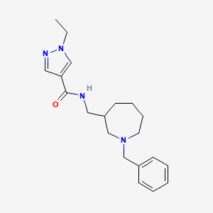 molecular formula C20H28N4O B7230825 N-[(1-benzylazepan-3-yl)methyl]-1-ethylpyrazole-4-carboxamide 