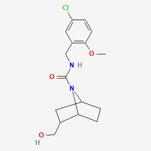molecular formula C16H21ClN2O3 B7230905 N-[(5-chloro-2-methoxyphenyl)methyl]-2-(hydroxymethyl)-7-azabicyclo[2.2.1]heptane-7-carboxamide 
