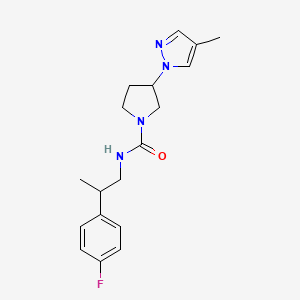molecular formula C18H23FN4O B7230942 N-[2-(4-fluorophenyl)propyl]-3-(4-methylpyrazol-1-yl)pyrrolidine-1-carboxamide 