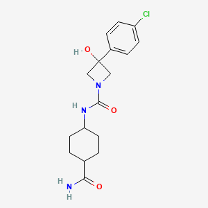 molecular formula C17H22ClN3O3 B7230972 N-(4-carbamoylcyclohexyl)-3-(4-chlorophenyl)-3-hydroxyazetidine-1-carboxamide 