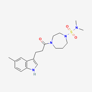 molecular formula C19H28N4O3S B7231062 N,N-dimethyl-4-[3-(5-methyl-1H-indol-3-yl)propanoyl]-1,4-diazepane-1-sulfonamide 