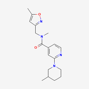 molecular formula C18H24N4O2 B7231131 N-methyl-N-[(5-methyl-1,2-oxazol-3-yl)methyl]-2-(3-methylpiperidin-1-yl)pyridine-4-carboxamide 