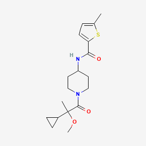 molecular formula C18H26N2O3S B7231156 N-[1-(2-cyclopropyl-2-methoxypropanoyl)piperidin-4-yl]-5-methylthiophene-2-carboxamide 