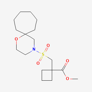 molecular formula C17H29NO5S B7231219 Methyl 1-(1-oxa-4-azaspiro[5.6]dodecan-4-ylsulfonylmethyl)cyclobutane-1-carboxylate 