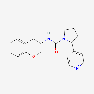 molecular formula C20H23N3O2 B7231339 N-(8-methyl-3,4-dihydro-2H-chromen-3-yl)-2-pyridin-4-ylpyrrolidine-1-carboxamide 
