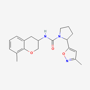 molecular formula C19H23N3O3 B7231399 N-(8-methyl-3,4-dihydro-2H-chromen-3-yl)-2-(3-methyl-1,2-oxazol-5-yl)pyrrolidine-1-carboxamide 
