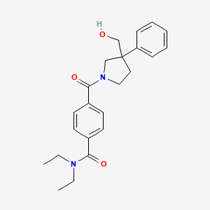 molecular formula C23H28N2O3 B7231530 N,N-diethyl-4-[3-(hydroxymethyl)-3-phenylpyrrolidine-1-carbonyl]benzamide 