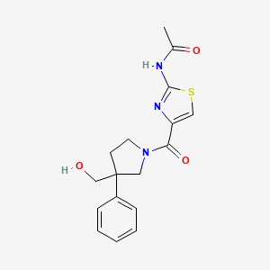 molecular formula C17H19N3O3S B7231544 N-[4-[3-(hydroxymethyl)-3-phenylpyrrolidine-1-carbonyl]-1,3-thiazol-2-yl]acetamide 