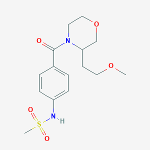 molecular formula C15H22N2O5S B7231578 N-[4-[3-(2-methoxyethyl)morpholine-4-carbonyl]phenyl]methanesulfonamide 