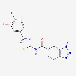 molecular formula C17H15F2N5OS B7231634 N-[4-(3,4-difluorophenyl)-1,3-thiazol-2-yl]-3-methyl-4,5,6,7-tetrahydrobenzotriazole-5-carboxamide 