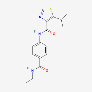 molecular formula C16H19N3O2S B7231711 N-[4-(ethylcarbamoyl)phenyl]-5-propan-2-yl-1,3-thiazole-4-carboxamide 