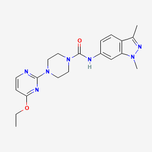 molecular formula C20H25N7O2 B7231733 N-(1,3-dimethylindazol-6-yl)-4-(4-ethoxypyrimidin-2-yl)piperazine-1-carboxamide 