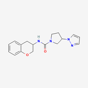molecular formula C17H20N4O2 B7231783 N-(3,4-dihydro-2H-chromen-3-yl)-3-pyrazol-1-ylpyrrolidine-1-carboxamide 