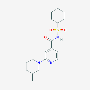 molecular formula C18H27N3O3S B7231803 N-cyclohexylsulfonyl-2-(3-methylpiperidin-1-yl)pyridine-4-carboxamide 