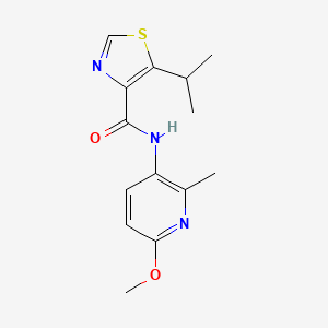 molecular formula C14H17N3O2S B7231809 N-(6-methoxy-2-methylpyridin-3-yl)-5-propan-2-yl-1,3-thiazole-4-carboxamide 