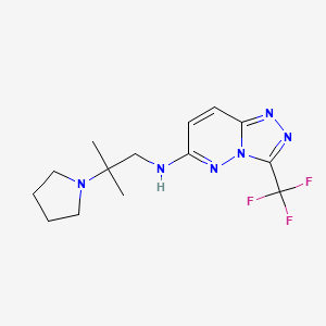 molecular formula C14H19F3N6 B7231883 N-(2-methyl-2-pyrrolidin-1-ylpropyl)-3-(trifluoromethyl)-[1,2,4]triazolo[4,3-b]pyridazin-6-amine 