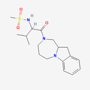 molecular formula C18H27N3O3S B7231886 N-[1-(1,3,4,5,11,11a-hexahydro-[1,4]diazepino[1,2-a]indol-2-yl)-3-methyl-1-oxobutan-2-yl]methanesulfonamide 