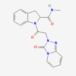 molecular formula C18H17N5O3 B7231914 N-methyl-1-[2-(3-oxo-[1,2,4]triazolo[4,3-a]pyridin-2-yl)acetyl]-2,3-dihydroindole-2-carboxamide 