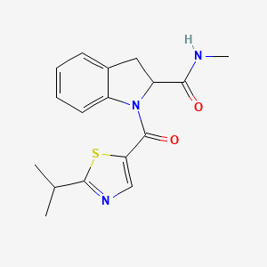 molecular formula C17H19N3O2S B7231921 N-methyl-1-(2-propan-2-yl-1,3-thiazole-5-carbonyl)-2,3-dihydroindole-2-carboxamide 