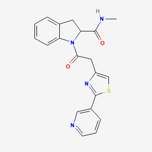 molecular formula C20H18N4O2S B7231929 N-methyl-1-[2-(2-pyridin-3-yl-1,3-thiazol-4-yl)acetyl]-2,3-dihydroindole-2-carboxamide 
