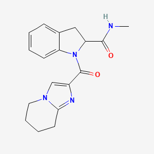 molecular formula C18H20N4O2 B7231951 N-methyl-1-(5,6,7,8-tetrahydroimidazo[1,2-a]pyridine-2-carbonyl)-2,3-dihydroindole-2-carboxamide 