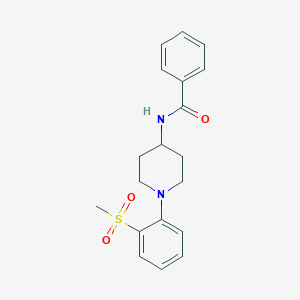 molecular formula C19H22N2O3S B7231973 N-[1-(2-methylsulfonylphenyl)piperidin-4-yl]benzamide 