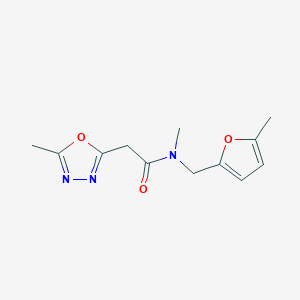 molecular formula C12H15N3O3 B7232000 N-methyl-N-[(5-methylfuran-2-yl)methyl]-2-(5-methyl-1,3,4-oxadiazol-2-yl)acetamide 