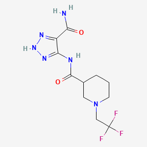 molecular formula C11H15F3N6O2 B7232054 N-(5-carbamoyl-2H-triazol-4-yl)-1-(2,2,2-trifluoroethyl)piperidine-3-carboxamide 