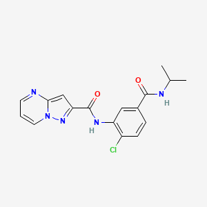 molecular formula C17H16ClN5O2 B7232089 N-[2-chloro-5-(propan-2-ylcarbamoyl)phenyl]pyrazolo[1,5-a]pyrimidine-2-carboxamide 