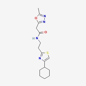 molecular formula C16H22N4O2S B7232149 N-[2-(4-cyclohexyl-1,3-thiazol-2-yl)ethyl]-2-(5-methyl-1,3,4-oxadiazol-2-yl)acetamide 