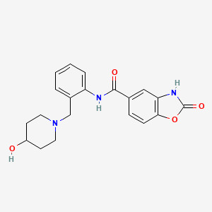 molecular formula C20H21N3O4 B7232181 N-[2-[(4-hydroxypiperidin-1-yl)methyl]phenyl]-2-oxo-3H-1,3-benzoxazole-5-carboxamide 