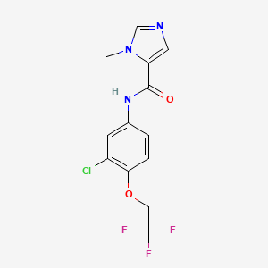 molecular formula C13H11ClF3N3O2 B7232246 N-[3-chloro-4-(2,2,2-trifluoroethoxy)phenyl]-3-methylimidazole-4-carboxamide 