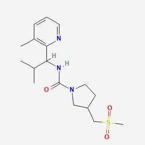 molecular formula C17H27N3O3S B7232304 N-[2-methyl-1-(3-methylpyridin-2-yl)propyl]-3-(methylsulfonylmethyl)pyrrolidine-1-carboxamide 