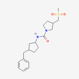molecular formula C19H28N2O3S B7232397 N-(3-benzylcyclopentyl)-3-(methylsulfonylmethyl)pyrrolidine-1-carboxamide 