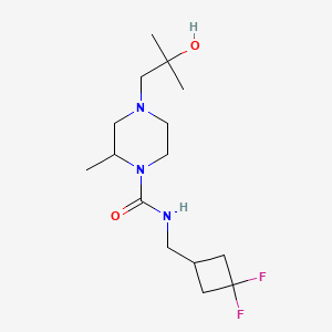 molecular formula C15H27F2N3O2 B7232415 N-[(3,3-difluorocyclobutyl)methyl]-4-(2-hydroxy-2-methylpropyl)-2-methylpiperazine-1-carboxamide 