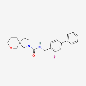 molecular formula C22H25FN2O2 B7232481 N-[(2-fluoro-4-phenylphenyl)methyl]-7-oxa-2-azaspiro[4.5]decane-2-carboxamide 