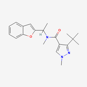 molecular formula C20H25N3O2 B7232508 N-[1-(1-benzofuran-2-yl)ethyl]-3-tert-butyl-N,1-dimethylpyrazole-4-carboxamide 