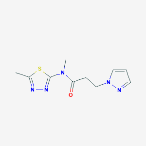 molecular formula C10H13N5OS B7232600 N-methyl-N-(5-methyl-1,3,4-thiadiazol-2-yl)-3-pyrazol-1-ylpropanamide 