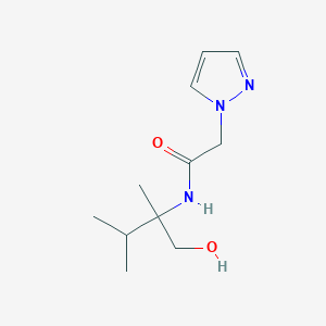 molecular formula C11H19N3O2 B7232607 N-(1-hydroxy-2,3-dimethylbutan-2-yl)-2-pyrazol-1-ylacetamide 