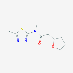 molecular formula C10H15N3O2S B7232611 N-methyl-N-(5-methyl-1,3,4-thiadiazol-2-yl)-2-(oxolan-2-yl)acetamide 