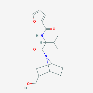 molecular formula C17H24N2O4 B7232639 N-[1-[2-(hydroxymethyl)-7-azabicyclo[2.2.1]heptan-7-yl]-3-methyl-1-oxobutan-2-yl]furan-2-carboxamide 