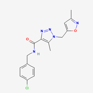 molecular formula C16H16ClN5O2 B7232662 N-[(4-chlorophenyl)methyl]-5-methyl-1-[(3-methyl-1,2-oxazol-5-yl)methyl]triazole-4-carboxamide 