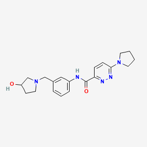 molecular formula C20H25N5O2 B7232758 N-[3-[(3-hydroxypyrrolidin-1-yl)methyl]phenyl]-6-pyrrolidin-1-ylpyridazine-3-carboxamide 
