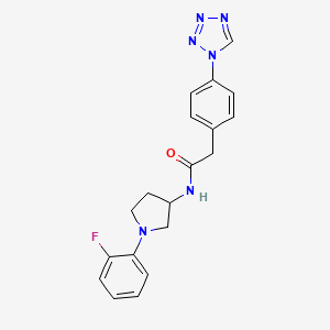 molecular formula C19H19FN6O B7232841 N-[1-(2-fluorophenyl)pyrrolidin-3-yl]-2-[4-(tetrazol-1-yl)phenyl]acetamide 