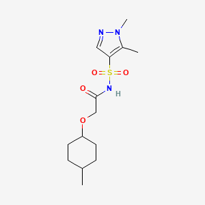 molecular formula C14H23N3O4S B7232949 N-(1,5-dimethylpyrazol-4-yl)sulfonyl-2-(4-methylcyclohexyl)oxyacetamide 